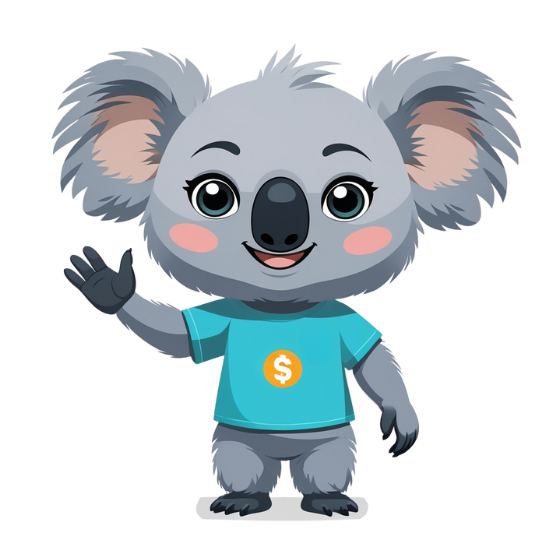 Kash the Koala mascot waving